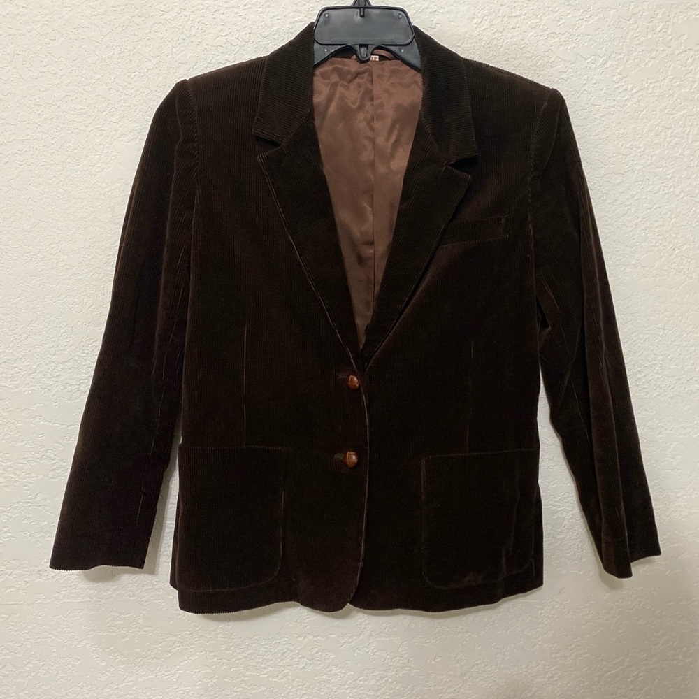 Women’s Petite Brown Velvet Blazer (Size 12p)